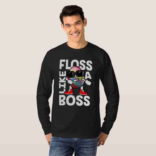 Floss Like A Boss Flossing Egg Sunglasses Happy Ea T-shirt (Voorkant volledig)