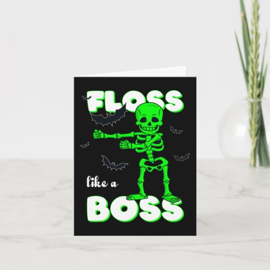 Floss like a boss Skeleton Halloween Boys Girls Ki Kaart (Voorkant)
