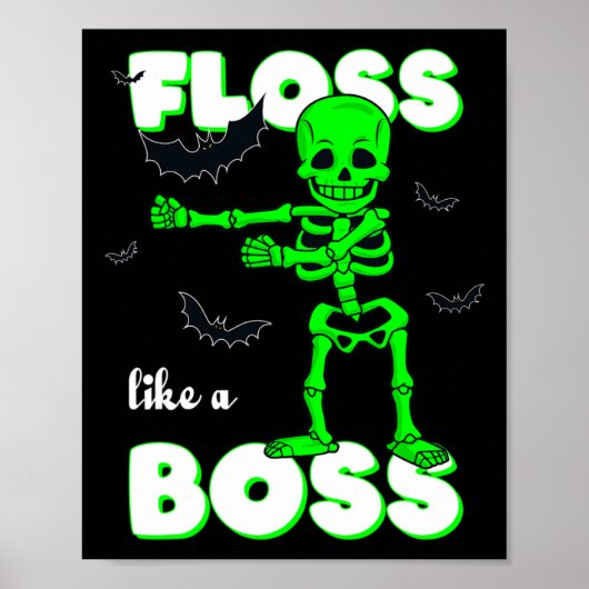 Floss like a boss Skeleton Halloween Boys Girls Ki Poster (Voorkant)