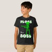 Floss like a boss Skeleton Halloween Boys Girls Ki T-shirt (Voorkant volledig)