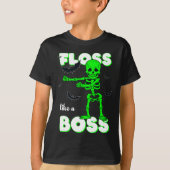 Floss like a boss Skeleton Halloween Boys Girls Ki T-shirt (Voorkant)