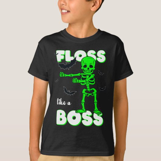 Floss like a boss Skeleton Halloween Boys Girls Ki T-shirt (Voorkant)