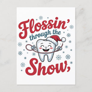 Flossen door de sneeuw Grappige Kerstmis  Aankondigingskaart