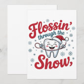 Flossen door de sneeuw Grappige Kerstmis Bedankkaart (Voorkant / Achterkant)