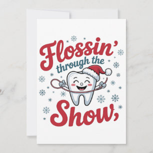 Flossen door de sneeuw Grappige Kerstmis Kaart