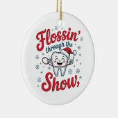 Flossen door de sneeuw Grappige Kerstmis Keramisch Ornament (Rechts)