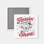 Flossen door de sneeuw Grappige Kerstmis Magneet (Voorkant / Achterkant)