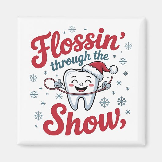 Flossen door de sneeuw Grappige Kerstmis Magneet (Voorkant)