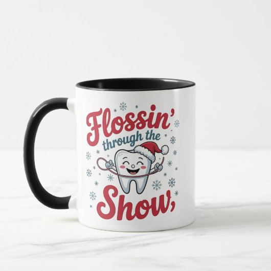 Flossen door de sneeuw Grappige Kerstmis Mok (Links)