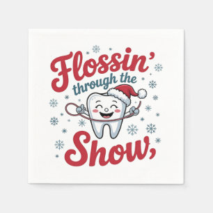Flossen door de sneeuw Grappige Kerstmis Servet