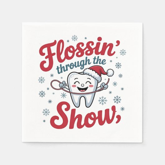 Flossen door de sneeuw Grappige Kerstmis Servet (Voorkant)