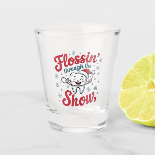 Flossen door de sneeuw Grappige Kerstmis Shot Glas