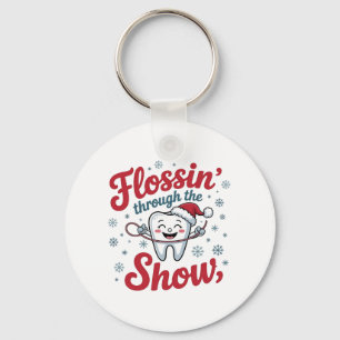 Flossen door de sneeuw Grappige Kerstmis Sleutelhanger