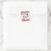 Flossen door de sneeuw Grappige Kerstmis Vierkante Sticker (Tas)