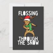 Flossen door de sneeuw Rendier Kerstmis Feestdagenkaart (Voorkant)