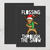 Flossen door de sneeuw Rendier Kerstmis Feestdagenkaart (Voorkant / Achterkant)