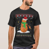 Flossen Kerst Basketbal Santa Elf Lelijk Zweet T-shirt (Voorkant)