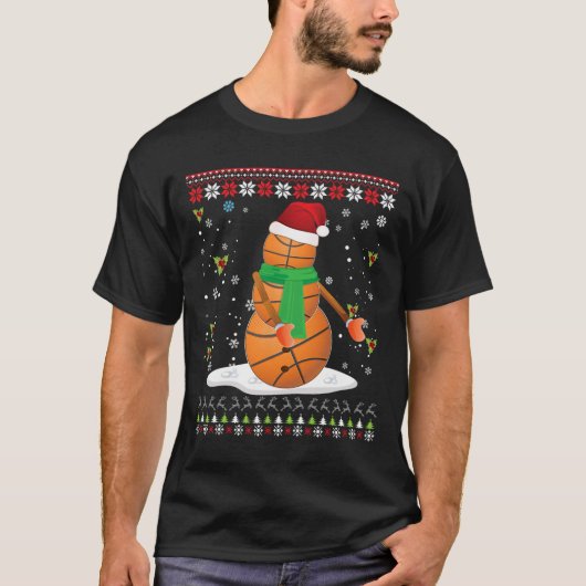 Flossen Kerst Basketbal Santa Elf Lelijk Zweet T-shirt (Voorkant)