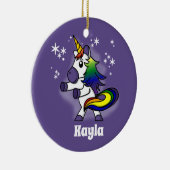 Flossen Regenboog Eenhoorn met Sterrenachtergrond Keramisch Ornament (Rechts)