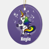 Flossen Regenboog Eenhoorn met Sterrenachtergrond Keramisch Ornament (Links)