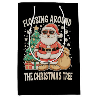 Flossen rond de Kerstboom Kerstman Hoed Medium Cadeauzakje