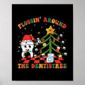 Flossen rond de Tandheelkundige Grappige Xmas Dent Poster (Voorkant)