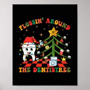 Flossen rond de Tandheelkundige Grappige Xmas Dent Poster