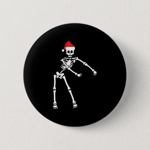 Flossen Skelet Santa Hat Grappig Kinder Xmas Holid Ronde Button 5,7 Cm