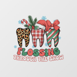 Flossend door de sneeuw raamsticker