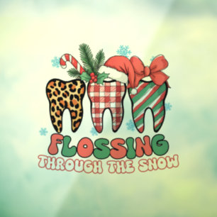 Flossend door de sneeuw raamsticker