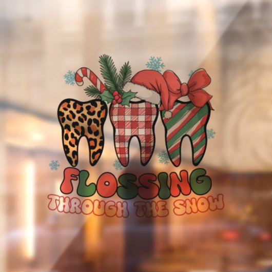 Flossend door de sneeuw raamsticker (Vel 2)