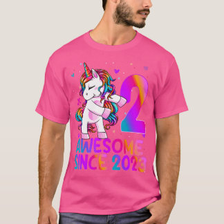 Flossende Eenhoorn 2 Jaar Oude 2e Verjaardag Meisj T-shirt