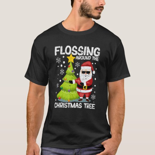 Flossing Around The Christmas Tree Santa Claus Flo T-shirt (Voorkant)