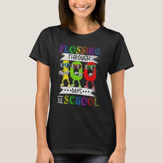 Flossing through 100 Days of School 100th Day Smar T-shirt (Voorkant)