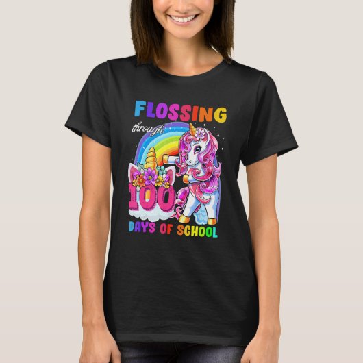 Flossing Through 100 Days Of School Flossing Unico T-shirt (Voorkant)