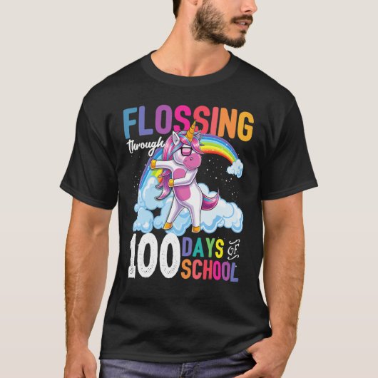 Flossing Through 100 Days Of School Flossing Unico T-shirt (Voorkant)