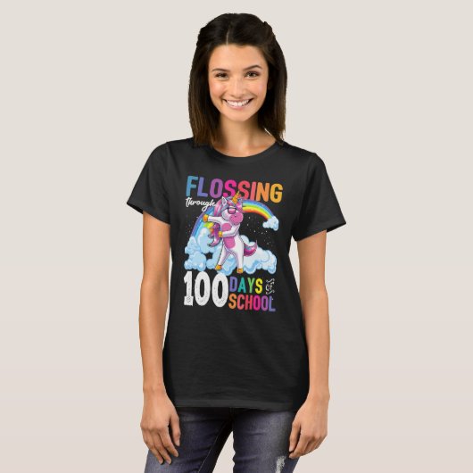 Flossing Through 100 Days Of School Flossing Unico T-shirt (Voorkant volledig)
