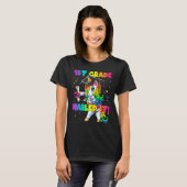 Flossing Unicorn 1st Grade Graduation Cap Diploma  T-shirt (Voorkant volledig)