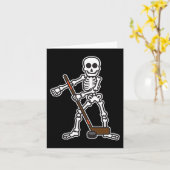 Flossskeleton Hockey Player Halloween Costume Kaart (Gele Bloem)