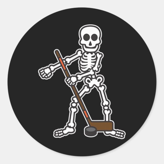 Flossskeleton Hockey Player Halloween Costume Ronde Sticker (Voorkant)