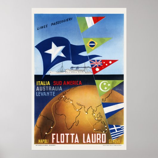Flotta Lauro Napoli Genova Italië Poster (Voorkant)