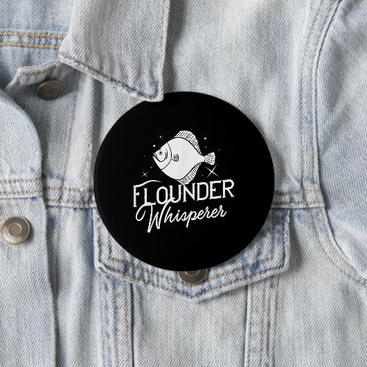 Flounder Fish Gift Fishing Farmer Ronde Button 4,0 Cm (In situ)