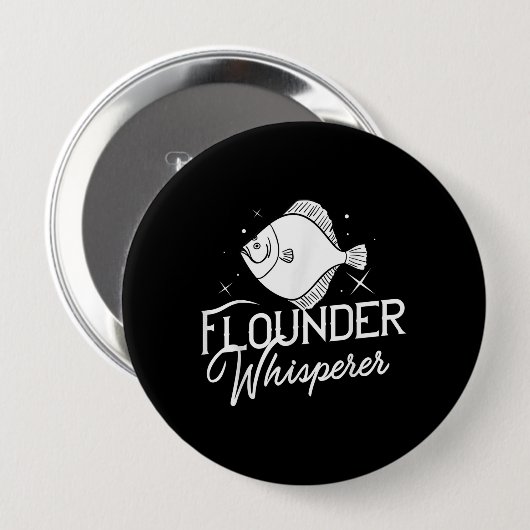 Flounder Fish Gift Fishing Farmer Ronde Button 4,0 Cm (Voorkant /achterkant)