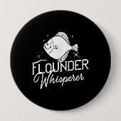 Flounder Fish Gift Fishing Farmer Ronde Button 4,0 Cm (Voorkant)