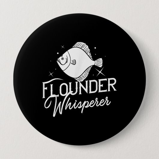 Flounder Fish Gift Fishing Farmer Ronde Button 4,0 Cm (Voorkant)