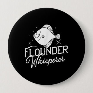 Flounder Fish Gift Fishing Farmer Ronde Button 4,0 Cm