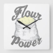 Flour Power T-Shirt Vierkante Klok (Voorkant)