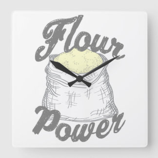Flour Power T-Shirt Vierkante Klok