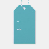 Flourated Calligraphy Merry Blauwgroen Kerstmis Cadeaulabel (Achterkant)