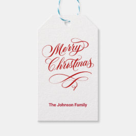 Flourated Calligraphy Merry White Cadeaulabel